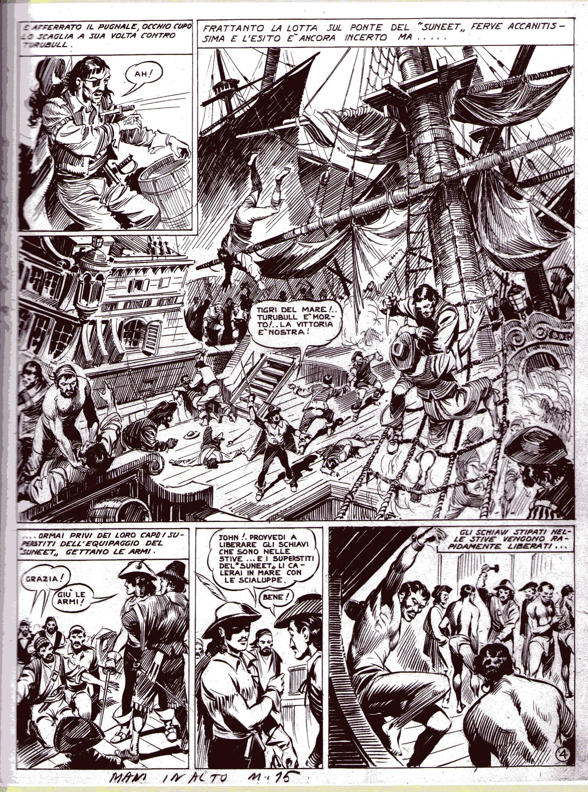 (Foto n. 4) Una tavola di Occhio Cupo (Disegno di Aurelio Galleppini) ('L'Audace Bonelli - l'avventura del fumetto italiano' La Repubblica - L'Espresso, catalogo dell'omonima mostra a cura di Napoli Comicon 2010-2011, Gruppo editoriale L'Espresso, Roma, p. 43)